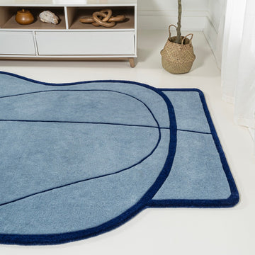 Mosaic Coastal Geometric Border Handwoven Wool Area Rug